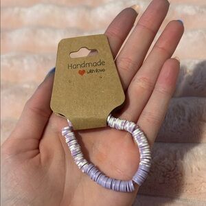 Purple and White Beaded Bracelet